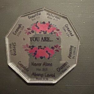 Floral 'You Are' Inspirational Acrylic Coaster - Pink Floral